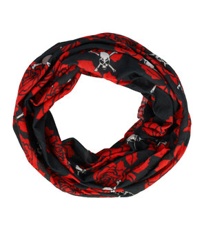 haarband-multifunctioneel-roos-schedel-print-rood-wit-zwart