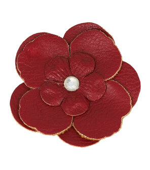 duckklem-broche-bloem-leder-look-6,5cm-rood