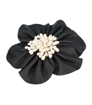 duckklem-broche-bloem-leder-look-7,5cm-zwart