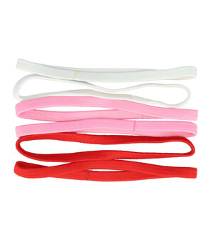 haarband-sport-elastiek-1cm-rood-roze-wit