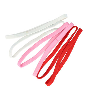 haarband-sport-elastiek-1cm-rood-roze-wit