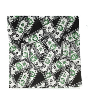 Bandana Zakdoek Dollar Patroon Zwart Wit Groen