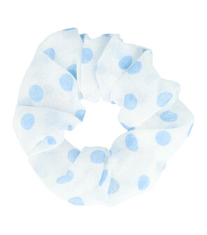 Scrunchie Haarelastiek Stippen Patroon Wit Blauw