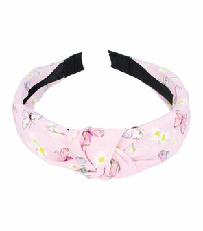 Diadeem Knoop Vlinder Margriet Bloemen Patroon Pastel Lila Paars