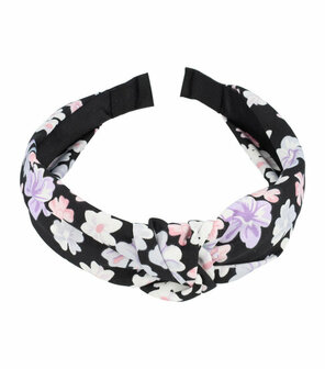 Diadeem Knoop Bloemen Patroon Pastel Zwart