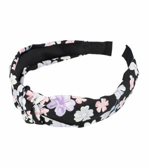 Diadeem Knoop Bloemen Patroon Pastel Zwart