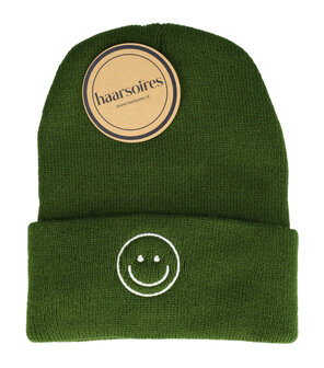 Beanie Muts Smiley Groen