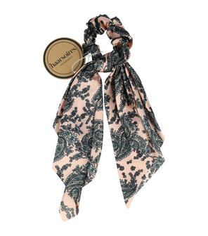 Scrunchie Haarelastiek Linten Paisley Print Roze