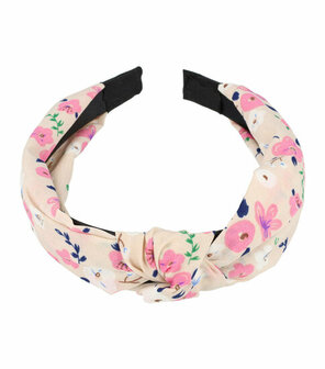 Haarband Diadeem Knoop Bloemen Patroon Color Beige