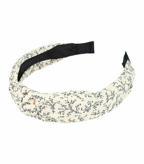 Haarband Diadeem Knoop Bloemen Bloesem Print Stof Creme