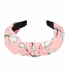 Haarband Diadeem Knoop Bloemen Print Roze