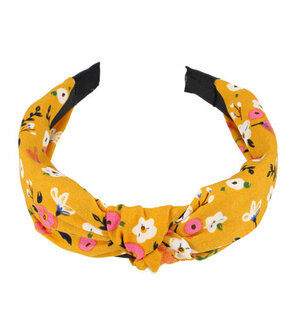 Haarband Diadeem Knoop Bloemen Patroon Color Geel