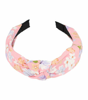 Diadeem Knoop Bloemen Patroon Pastel Roze