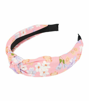 Diadeem Knoop Bloemen Patroon Pastel Roze