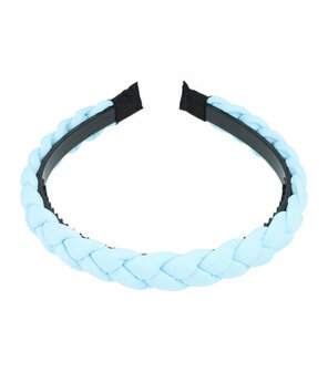 Haarband Diadeem Gevlochten Stof Licht Blauw