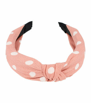 Haarband Diadeem Knoop Stippen Print Roze