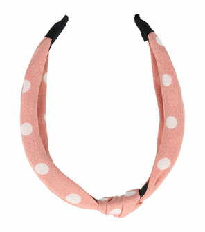 Haarband Diadeem Knoop Stippen Print Roze