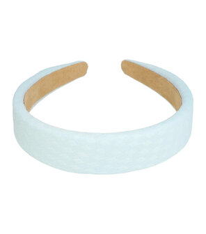 Diadeem Dik Blok Patroon Stof 3cm Pastel Blauw