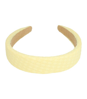 Diadeem Dik Blok Patroon Stof 3cm Pastel Geel