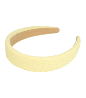 Diadeem Dik Blok Patroon Stof 3cm Pastel Geel