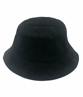 Bucket Hat Rib Stof Zwart