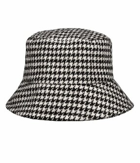 Bucket Hat Ruit Patroon Wit Zwart