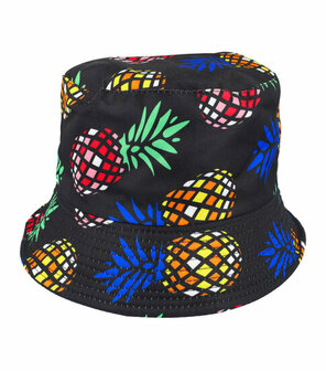 Bucket Hat Omkeerbaar Ananas Color Zwart