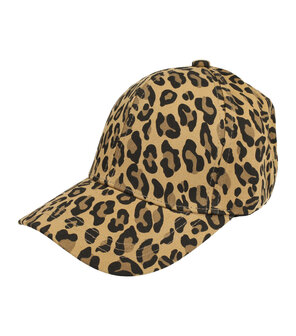 Cap Panter Print Maat 54cm - 58cm Zwart Bruin