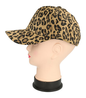 Cap Panter Print Maat 54cm - 58cm Zwart Bruin