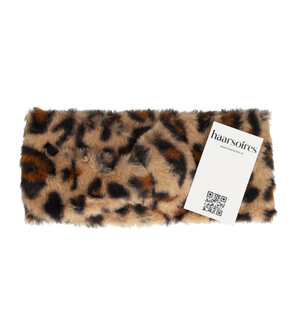 Haarband Twist Fake Fur Panter Licht Bruin