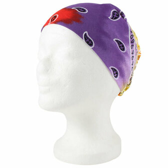 Bandana Zakdoek Tie Dye Paisley Print Paars Geel Rood