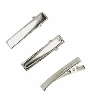 Haarspeld Alligator Recht 3,5cm Zilver 100 Stuks