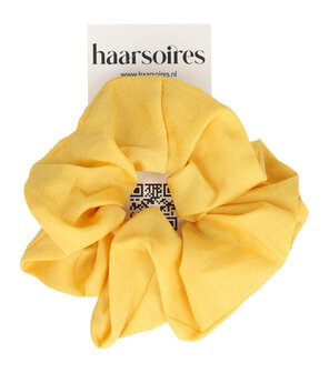 Scrunchie Haarelastiek Effen Glans Stof Geel