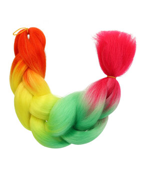 Jumbo Braids Hairextentions Color 60cm Regenboog Oranje Geel Groen Roze