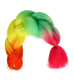 Jumbo Braids Hairextentions Color 60cm Regenboog Oranje Geel Groen Roze