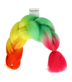 Jumbo Braids Hairextentions Color 60cm Regenboog Oranje Geel Groen Roze