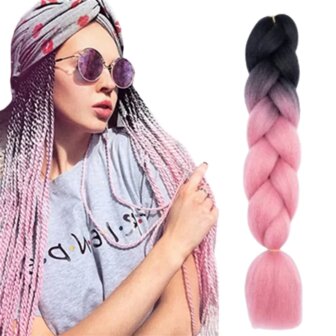 Jumbo Braids Hairextentions Color 60cm Zwart Roze