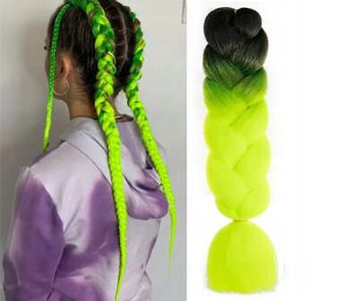 Jumbo Braids Hairextentions Color 60cm Groen Geel