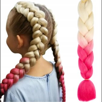 Jumbo Braids Hairextentions Color 60cm Blond Fuchsia Roze