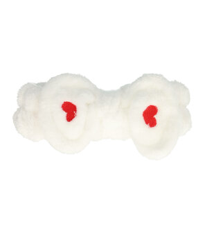 Haarband Make-up Fluffy Strik Hartjes Wit