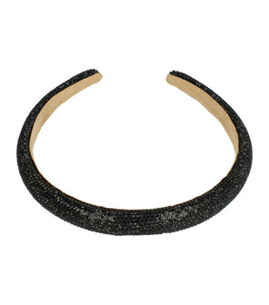 Diadeem Glitter Steentjes 1,5cm Zwart