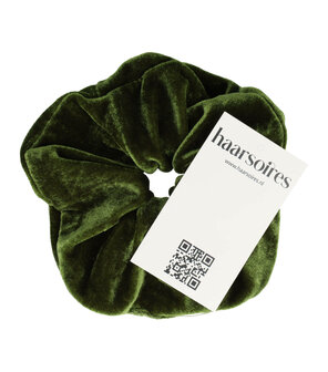 Scrunchie Haarelastiek 12cm Velvet Mosgroen