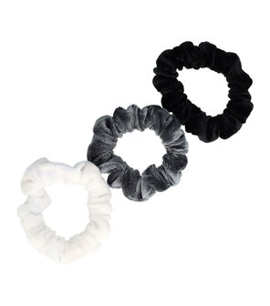 Scrunchie Smal Trio Color Zwart Wit Grijs