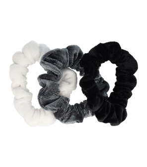 Scrunchie Smal Trio Color Zwart Wit Grijs