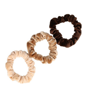 Scrunchie Smal Trio Color Beige Bruin