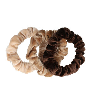 Scrunchie Smal Trio Color Beige Bruin