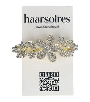 Haarspeld Bloemen Strass Steentjes 6,5cm Zilver Goud