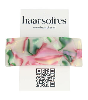 Haarspeld Marmer Patroon Recht 8cm Groen Creme Roze