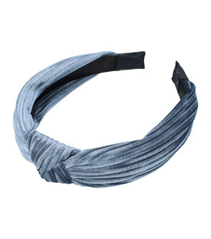 Diadeem Knoop Velvet Glitter Streep Jeans Blauw