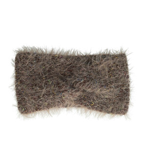 Haarband Twist Fluffy Knitted 12cm Bruin